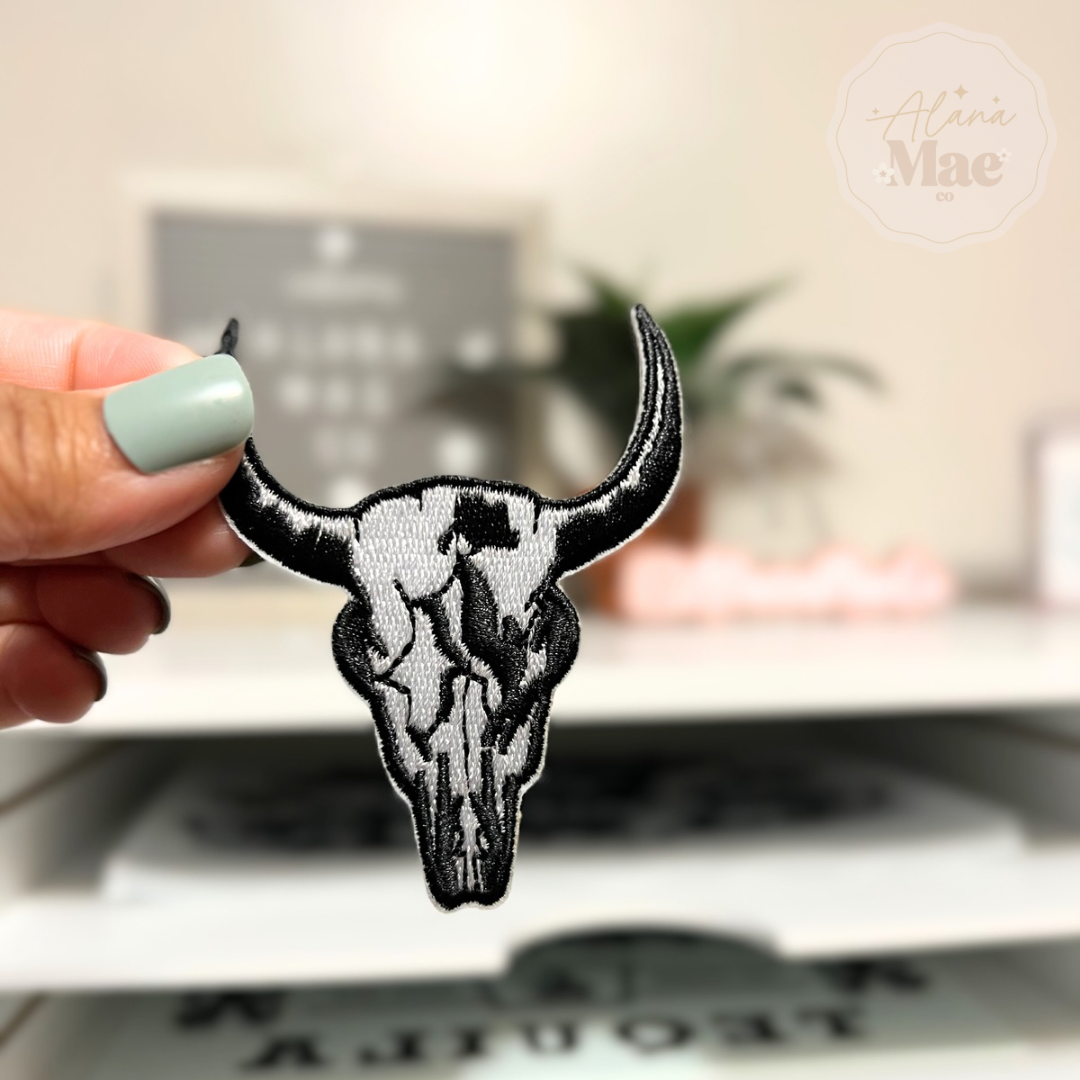 Black and White Bull Skull